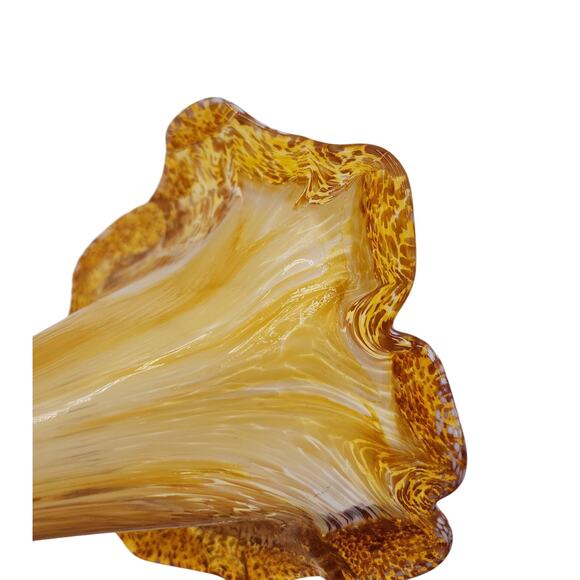 Vintage Murano Italian Glass Hand Blown Gold Open Bud Flower circa 1970s - Picture 6 of 10